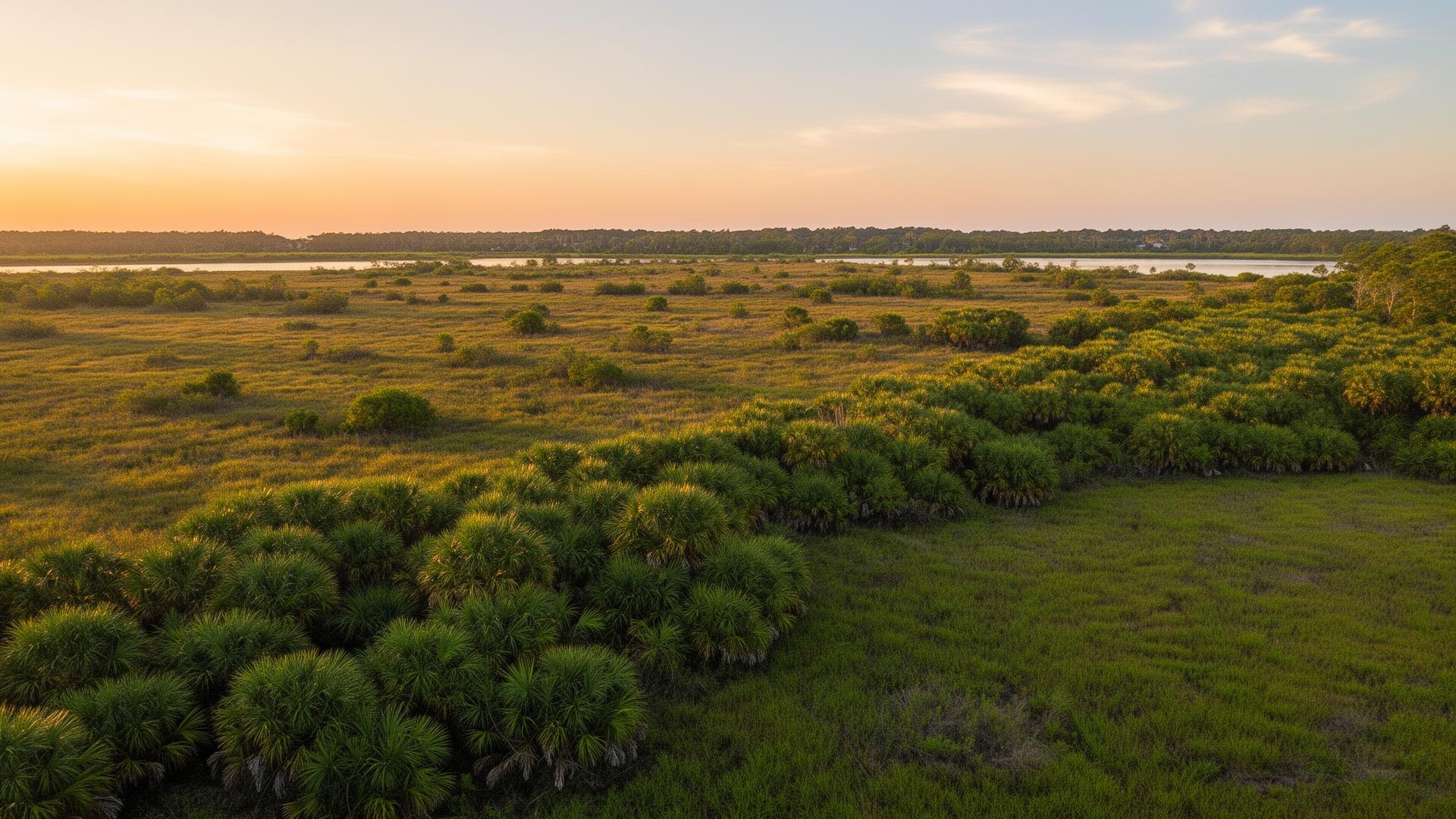 Open land at golden hour